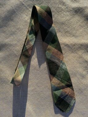 Vintage Classic Green Plaid Men's Tie - Stylish Patterned Neckwear Skinny Style